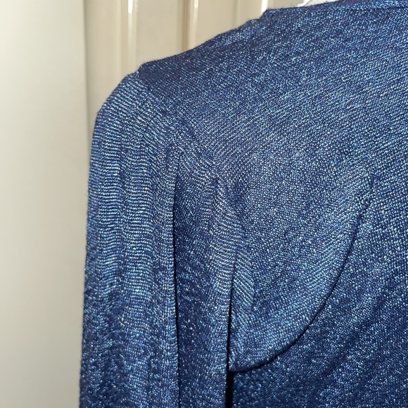 Michael Stars for Anthropologie Blue Metallic Pleated Top Long Sleeve Tee Sz OS - Picture 5 of 11